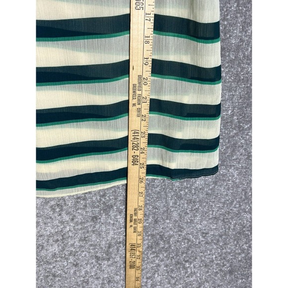 Ann Taylor Loft Striped Sheer Overlay Sleeveless Tank Top Womens Medium Green - Picture 9 of 9